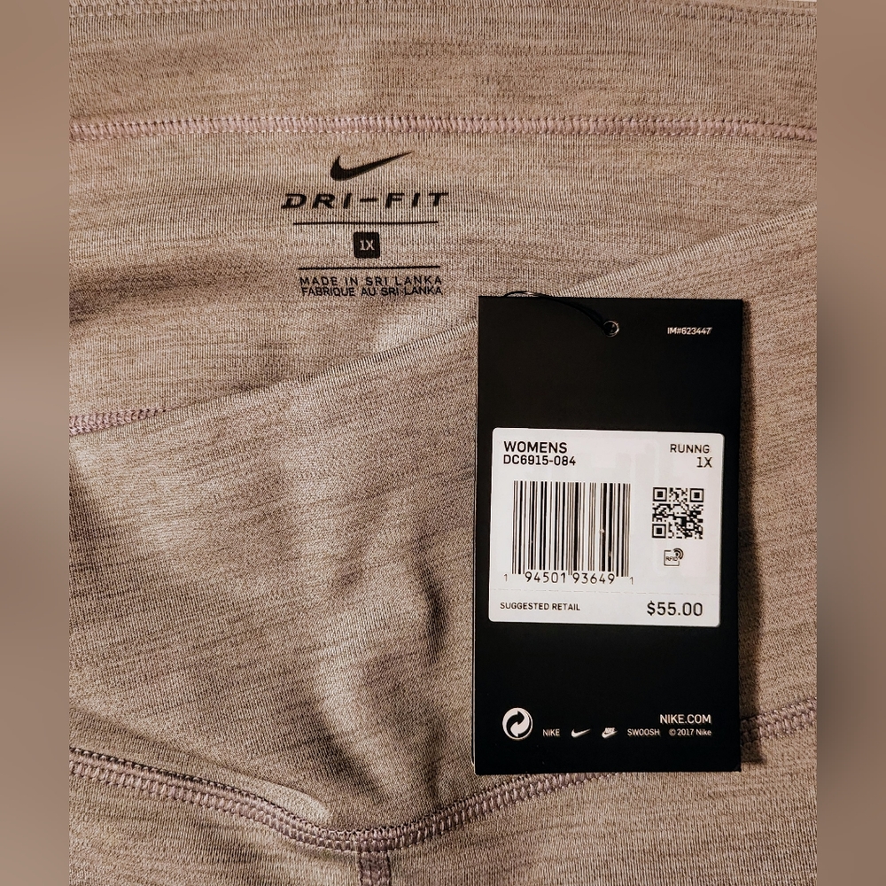 NWT Nike Epic Fast Tight Fit Running Leggings - Crop Length - MId-Rise - Grey 1X - Picture 3 of 7